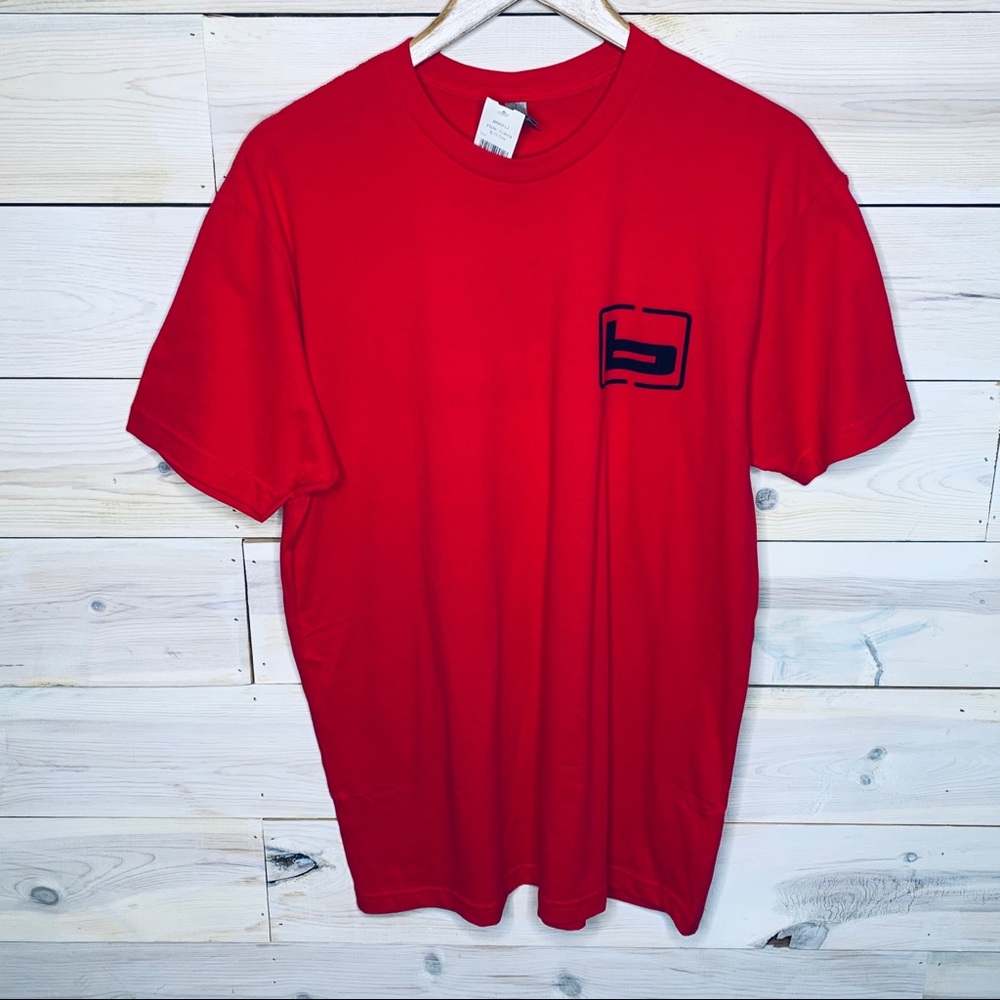 Mens Red Banded T-shirt Size Large